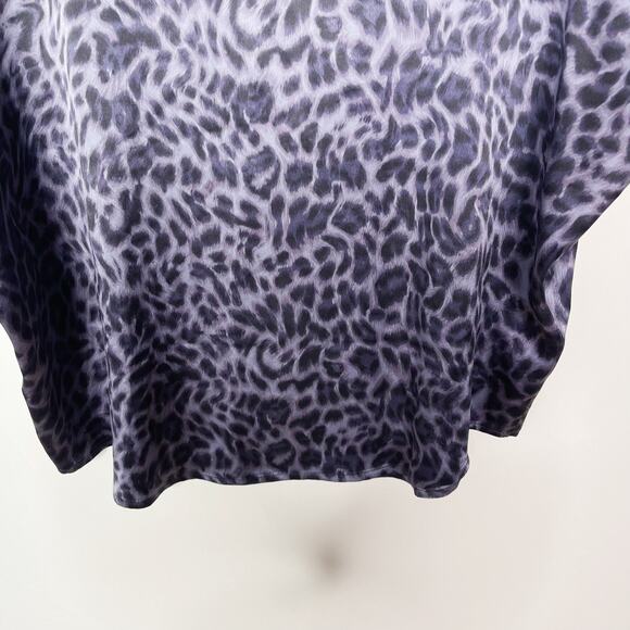 Joie Medium M Blue Joann C Animal Print Silk Tunic Top Scoop Neck Short Sleeve - Picture 5 of 8